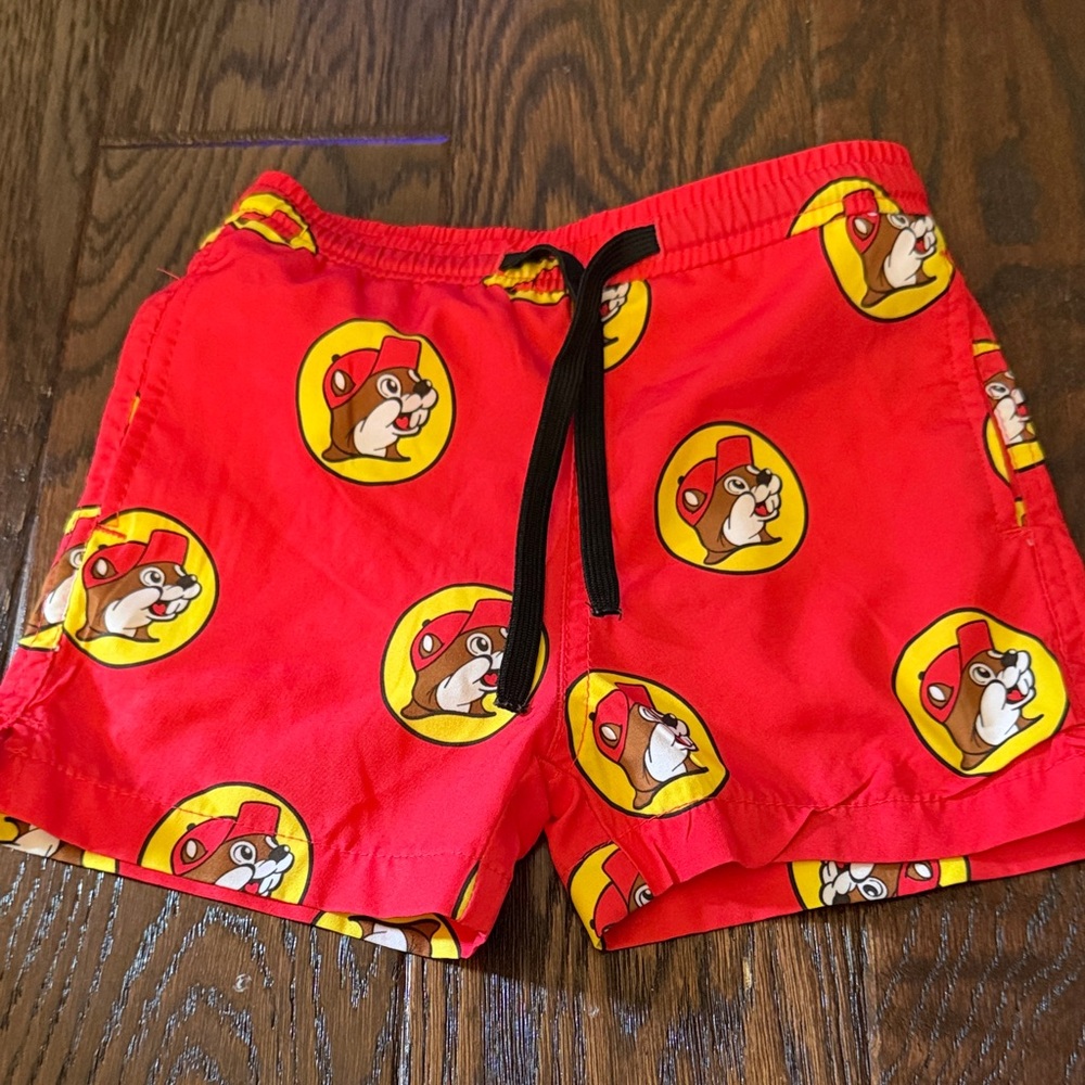 Red Cartoon Character Kids Shorts